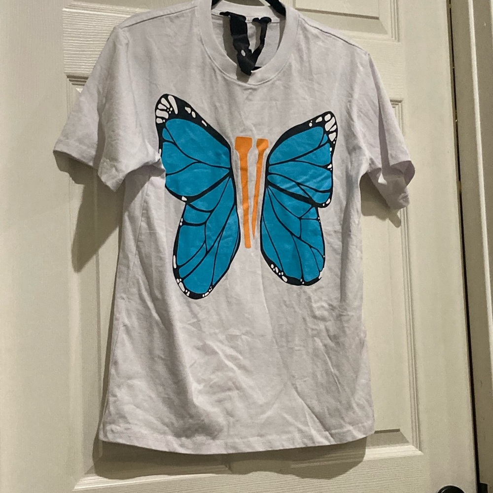 Vlone T-Shirt with Blue Butterfly Design